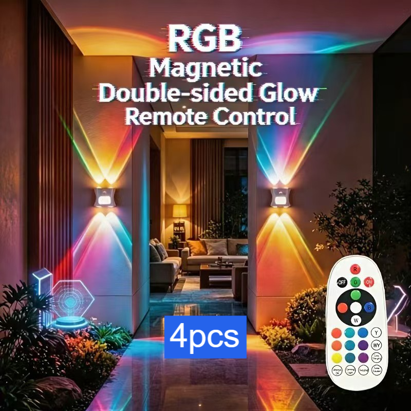 RGB Gradient Motion Sensor Rechargeable Magnetic Cat Eye Wall Lamp with Remote