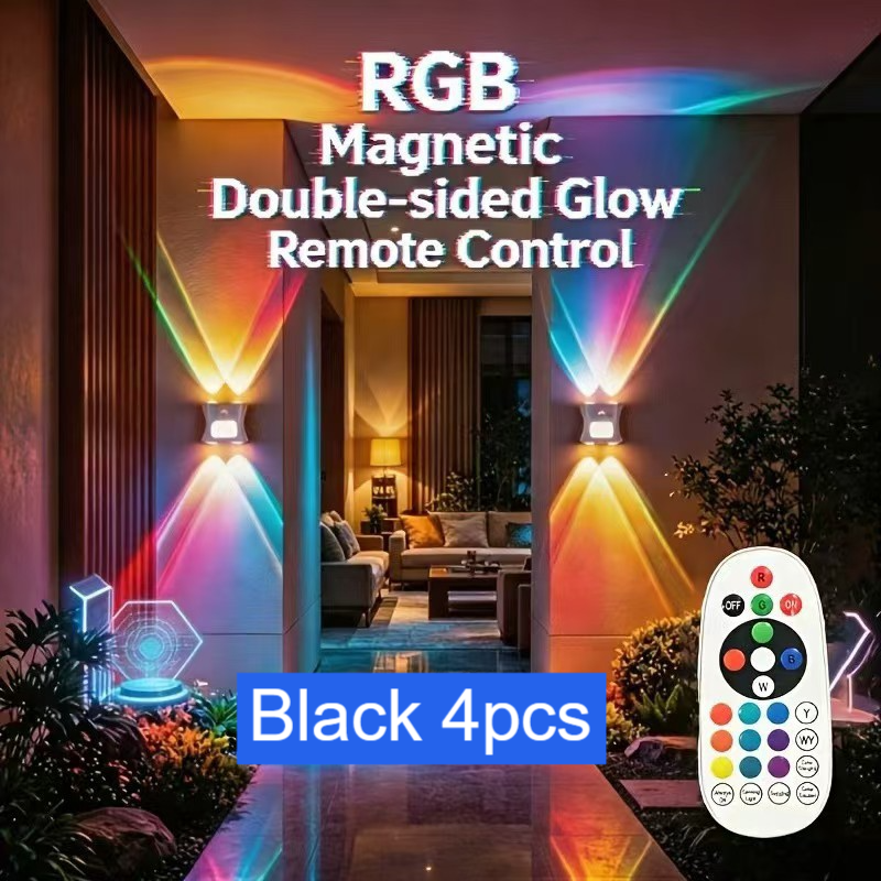 RGB Gradient Motion Sensor Rechargeable Magnetic Cat Eye Wall Lamp with Remote