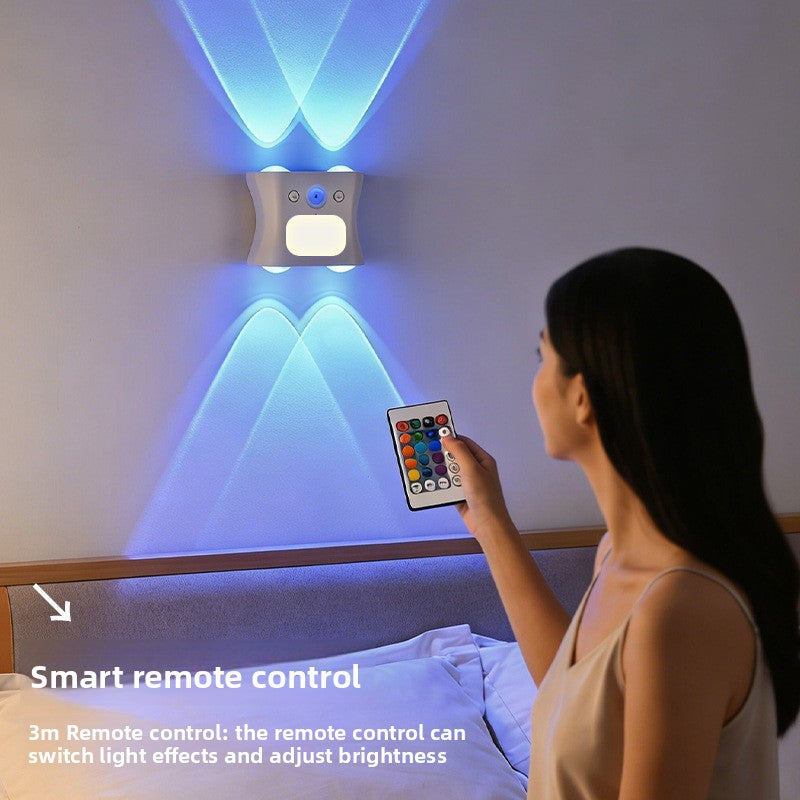 RGB Gradient Motion Sensor Rechargeable Magnetic Cat Eye Wall Lamp with Remote