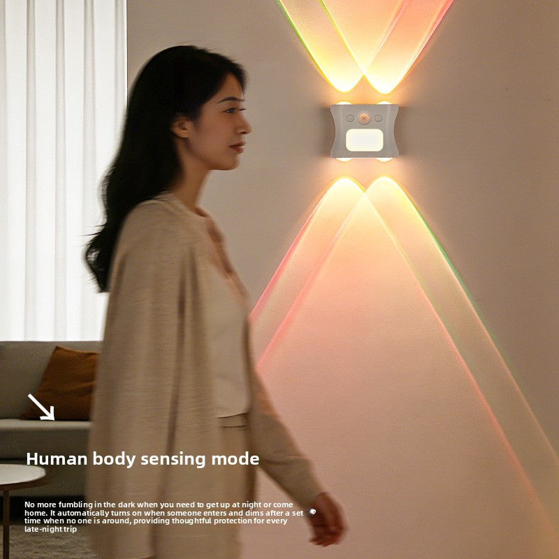 RGB Gradient Motion Sensor Rechargeable Magnetic Cat Eye Wall Lamp with Remote